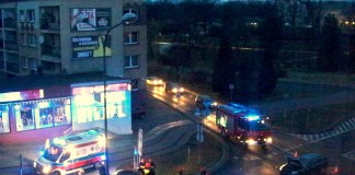 wypadek na rondzie w Raciborzu