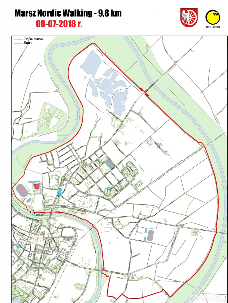 Trasa marszu nordic walking Racibórz