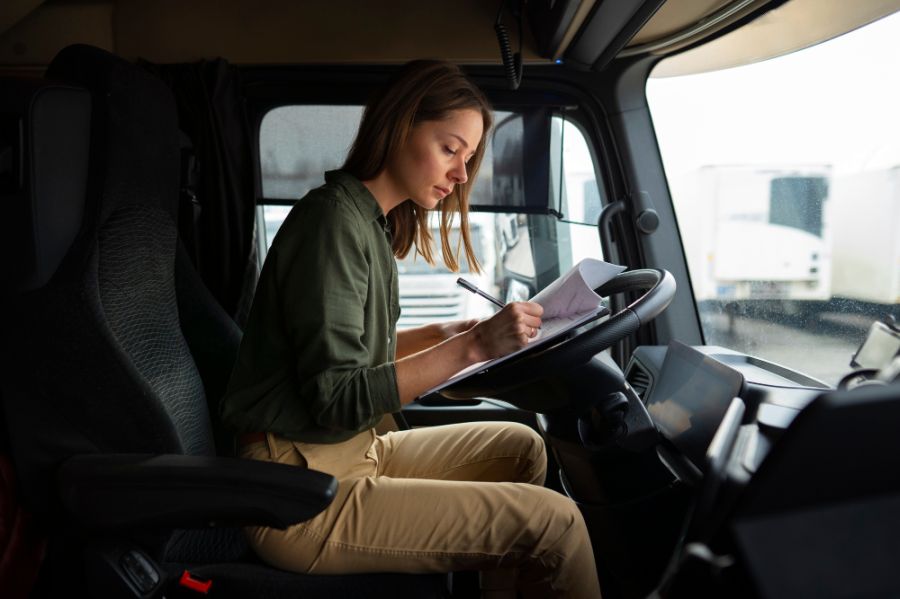 kobieta kierowca ciezarowka praca