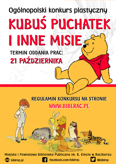 kubuś puchatek i inne misie ogólnopolski konkurs plastyczny biblioteka racibórz mipbp