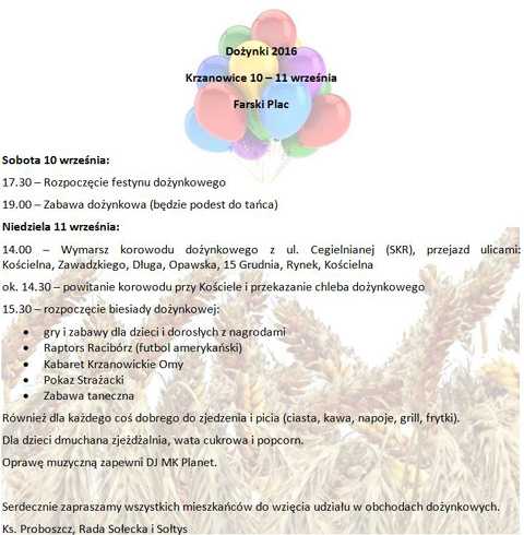 dożynki krzanowice 2016